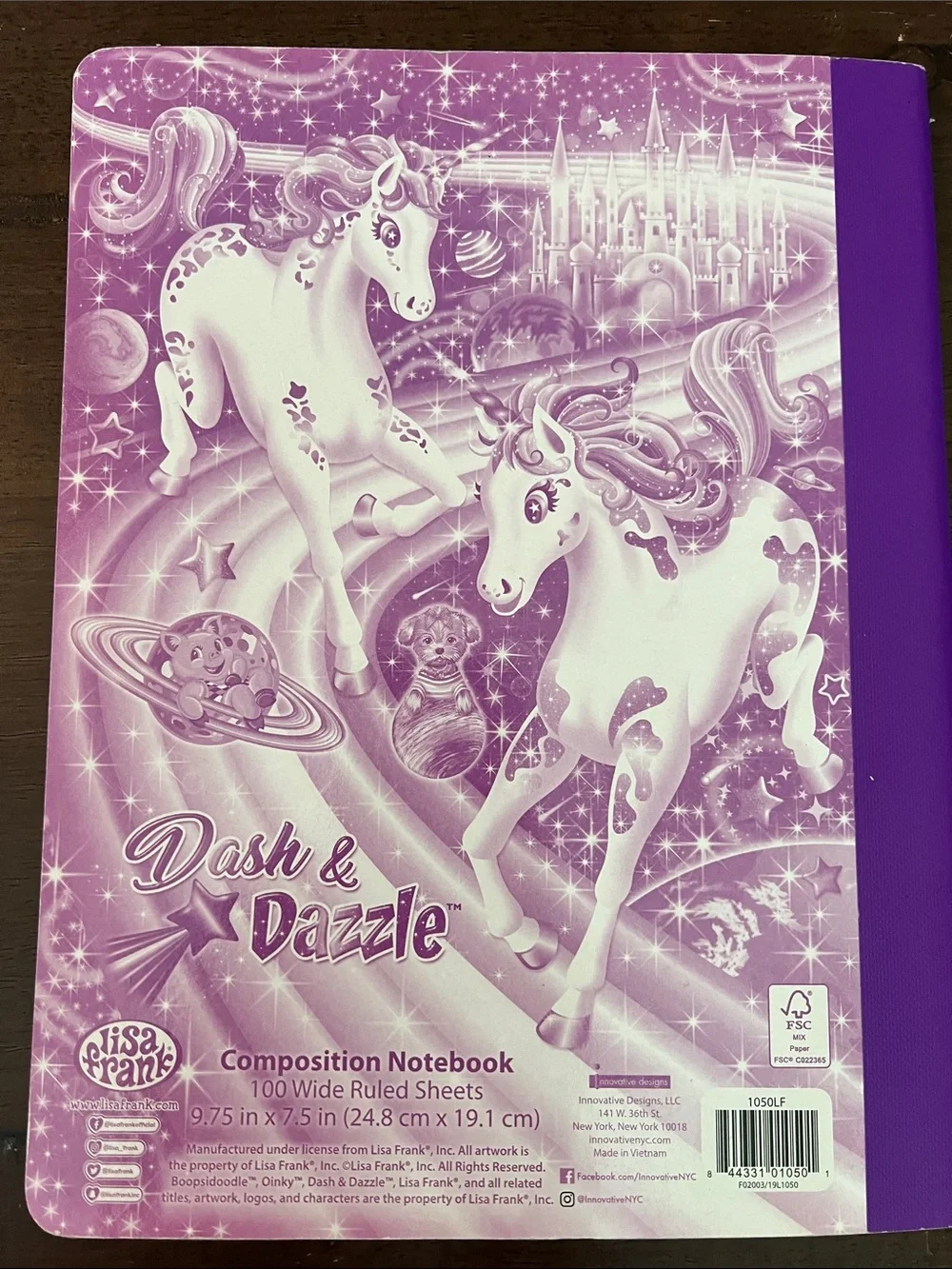 VTG Lisa Frank Notebook & 2019 Activity Book Lot Dash Dazzle Unicorn Rainbow